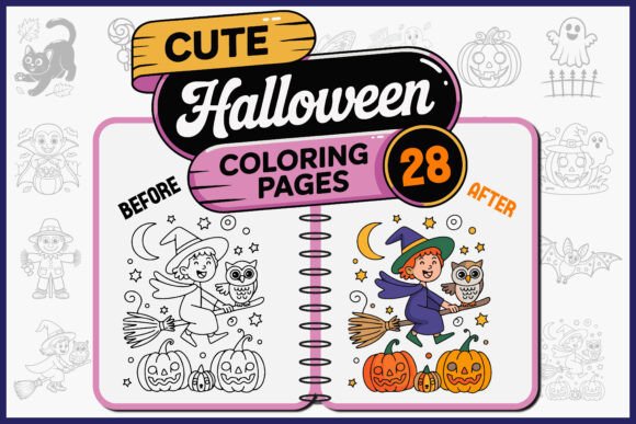 Download Cute Halloween Coloring Pages Bundle - Cute Collection