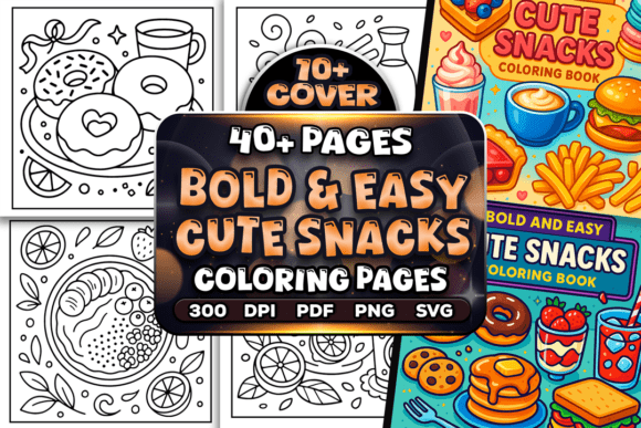 Download Bold and Easy Cute Snacks Coloring Book - Cute Collection