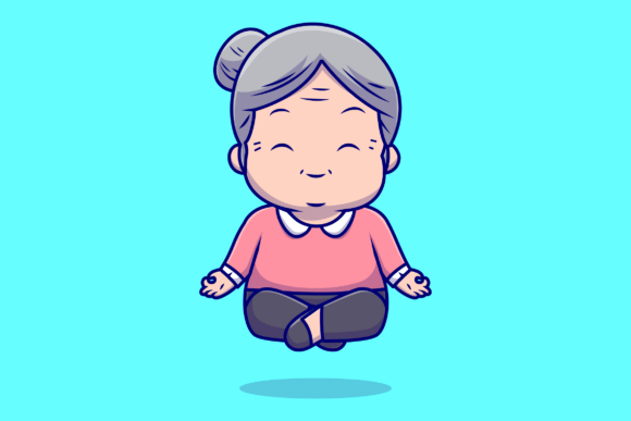 Download Cute Grandmother Meditation Yoga Cartoon - Cute Collection