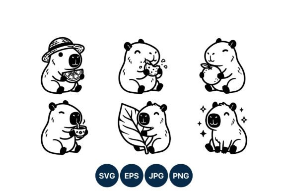 Download Cute Capybara Black White Line Art - Cute Collection