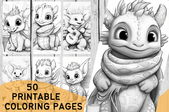Download Printable Coloring Pages 50 Cute Dragons - Cute Collection