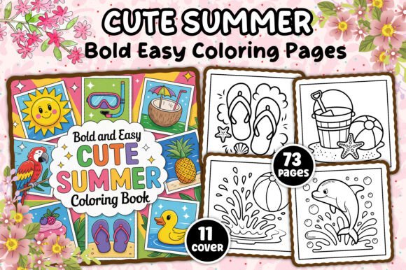 Download Bold and Easy Cute Summer Coloring Book - Cute Collection