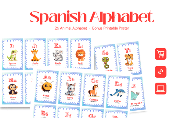 Download Spanish Animal Alphabet Flashcards - Animal Collection