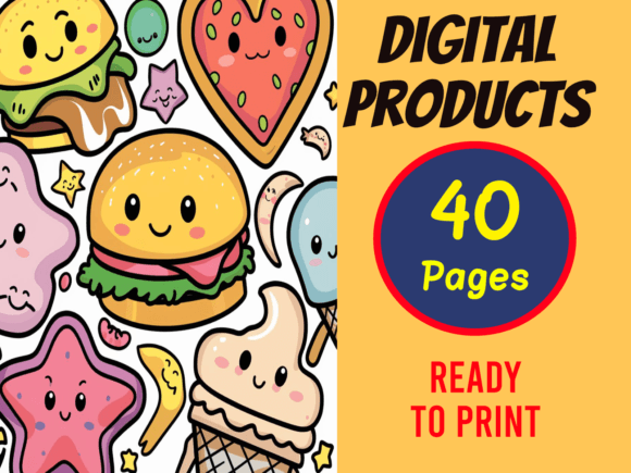 Download Cute-Kawaii-Food-Coloring-Pages-40-pages - Cute Collection