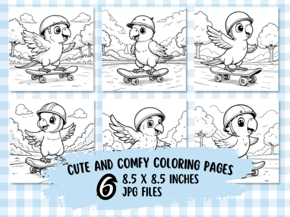 Download Cute Baby Parrot Skate Coloring - Cute Collection