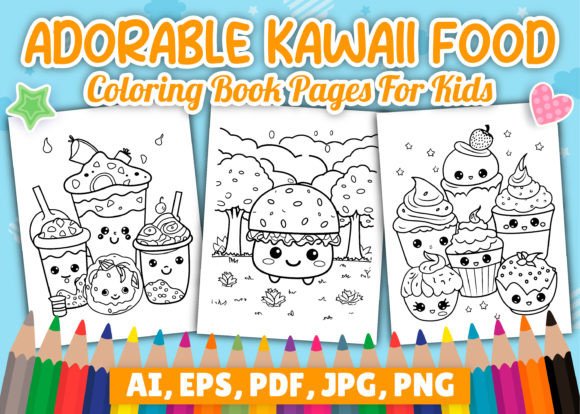 Download Cute Kawaii Food Coloring Pages for Kids - Cute Collection