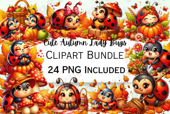 Download Cute Cartoon Autumn Lady Bug Clipart - Cute Collection