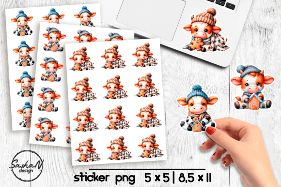 Download Cute Winter Cow Gingerbread Stickers - Cute Collection