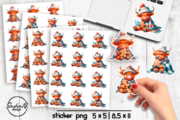 Download Cute Highland Cow Gingerbread Stickers - Cute Collection