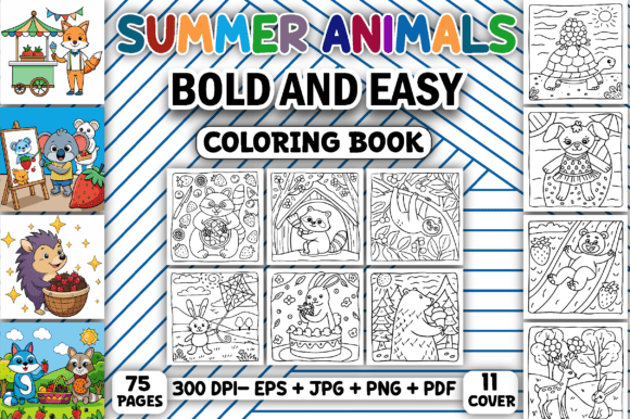 Download Summer Animals Bold &amp; Easy Coloring Book - Animal Collection