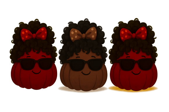 Download Cute Brown Pumpkin with Afro and Bow - Cute Collection