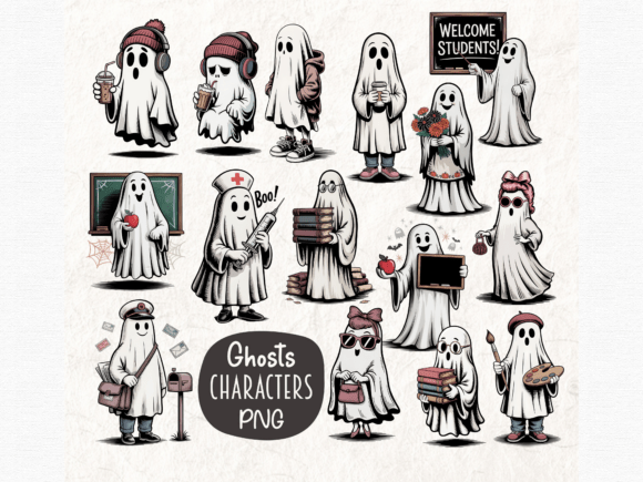 Download Cute Ghost Characters Clipart Bundle - Cute Collection