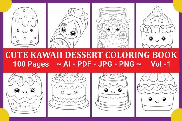 Download Cute Kawaii Dessert Coloring Book - Cute Collection