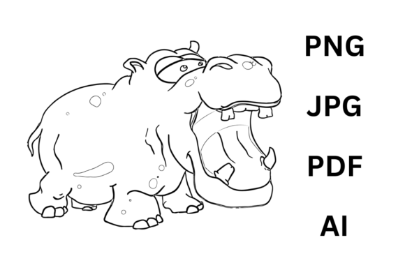 Download Hippo Animal Coloring Page for Kids - Animal Collection