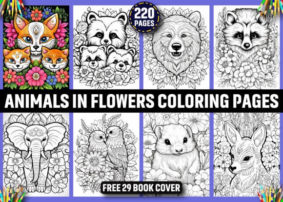 Download 220 Animals in Flowers Coloring Pages - Animal Collection
