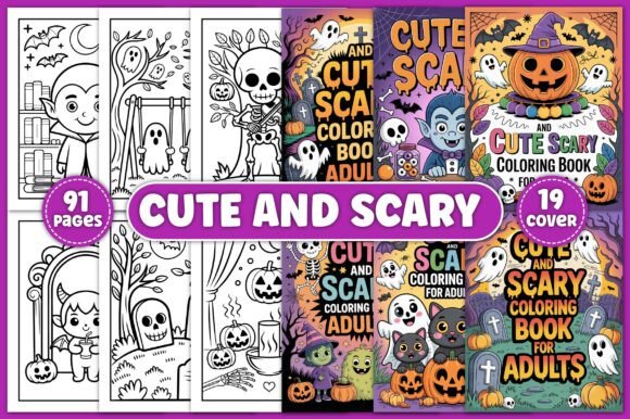 Download Cute and Scary Coloring Book for Adults - Cute Collection
