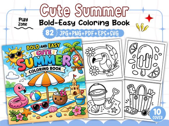 Download Bold and Easy Cute Summer Coloring Book - Cute Collection