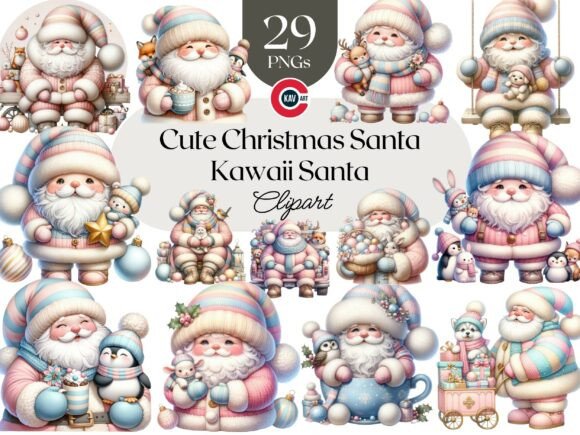 Download Cute Santa Christmas Clipart Bundle - Cute Collection