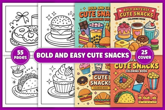 Download Bold and Easy Cute Snacks Coloring Book - Cute Collection