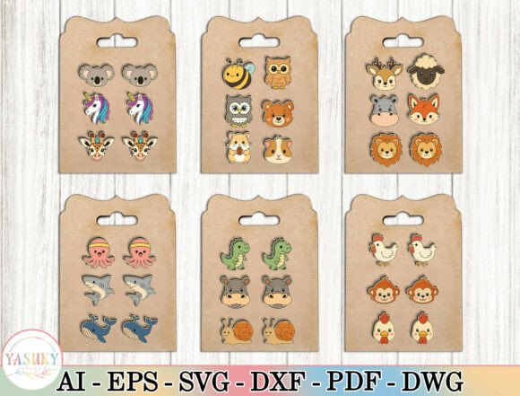 Download Cute Animal Stud Earrings SVG Bundle - Premium Resources