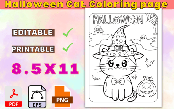 Download Cute Witch Cat - Halloween Coloring Page - Cute Collection