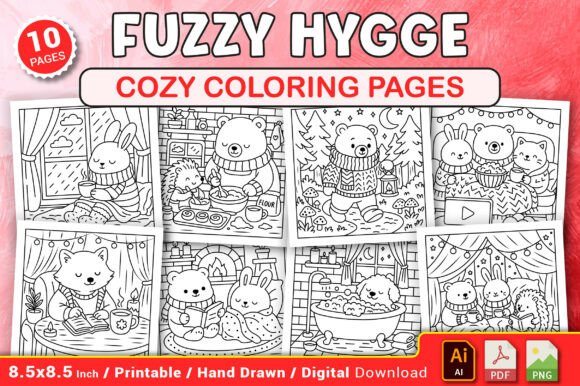 Download Fuzzy Hygge Cozy Coloring Pages - Premium Resources
