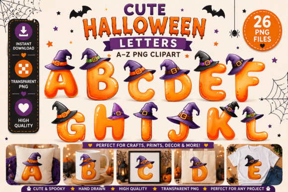 Download Cute Halloween Alphabet Letters Clipart - Cute Collection