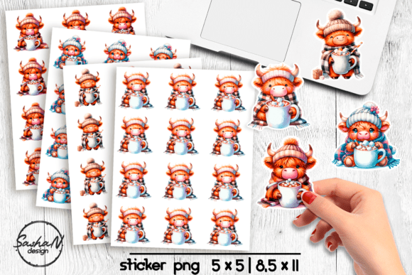 Download Cute Highland Cow Winter Stickers - Cute Collection