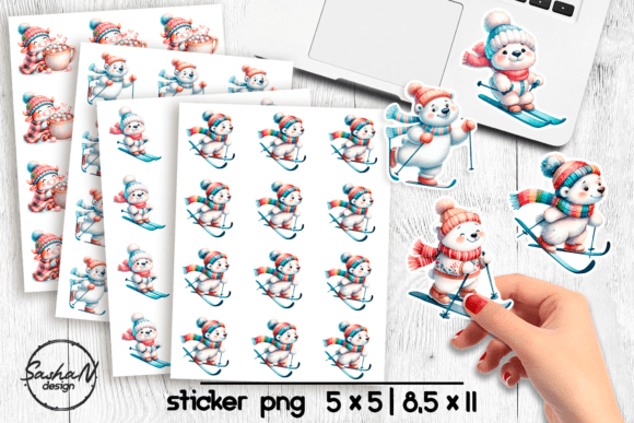 Download Cute Ski Bear Winter Stickers Png - Cute Collection