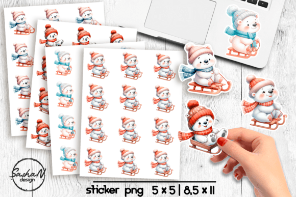 Download Cute Polar Bear Winter Stickers Png - Cute Collection
