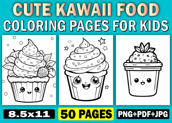 Download Cute Kawaii Food Coloring Pages for Kids - Cute Collection