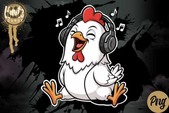 Download Cute Chicken Listening to Music Cartoon - Cute Collection