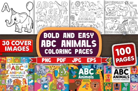 Download Bold and Easy ABC Animals Coloring Page - Animal Collection